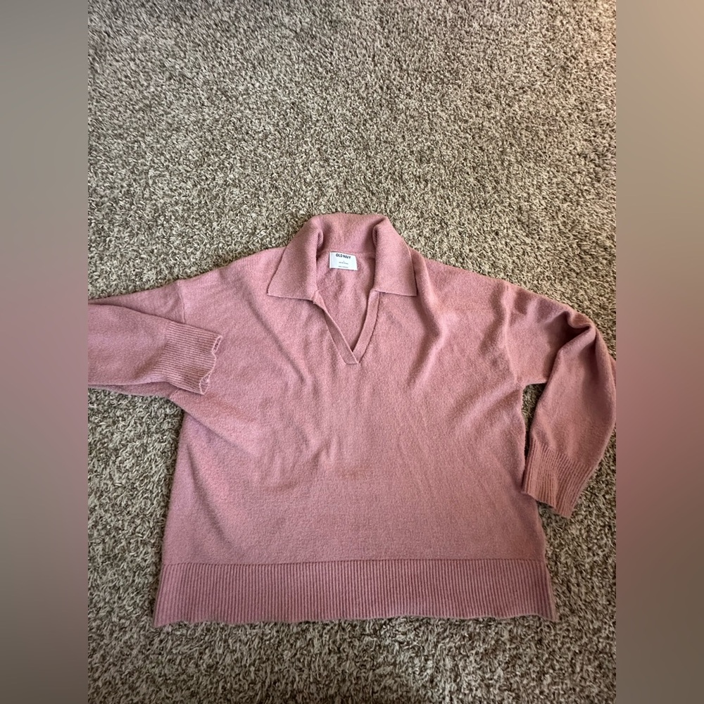 Old Navy Women's Dusty Pink V-Neck Knit Top Sweater
